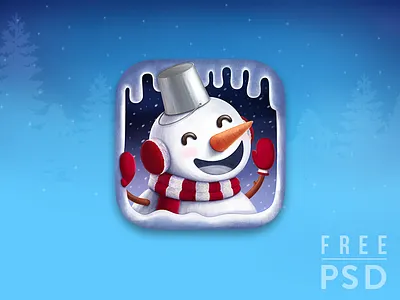 Free PSD Christmas Snow man app icon face holiday ice icing cave man noel smile snow