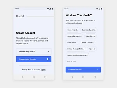 Thread - Android App Design - 2 android app dashboard design freebie ios material minimal ui ux wireframes