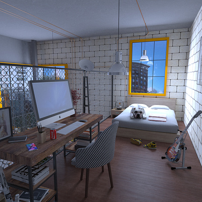 Apartament Kitnet 30m2 - Brazil 3d art 3d modeling 3dsmax apartament arquitectura arquitecture contruction vray