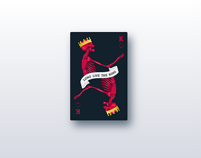long live the king bones card crown dark gold illustration king play red ribbon royalty shading skeleton skull spade weeklywarmup