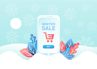 Winter sale animation app artwork blue colorful cool design discount flat frozen gradient hello dribble illustration sale smartphone snow vector winter