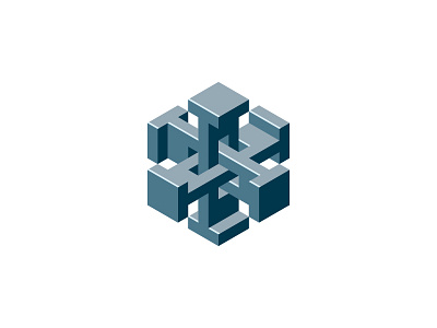 Interlocked Logo 3d connected design geometric hexagon interlocked isometric linked logo logomark mark shiny symmetrical vector