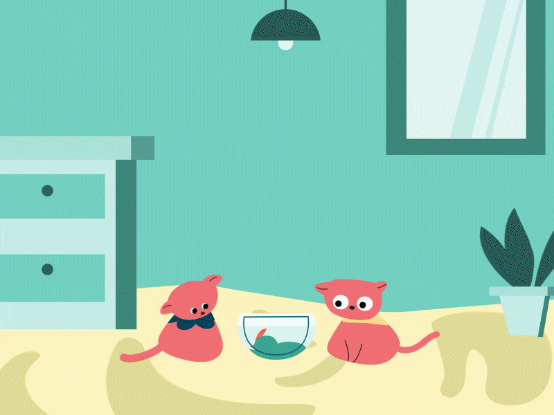 Cats watching fish cat cats fish fish tank gif motiondesignschool motiongraphics room