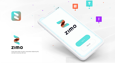 zimo mobile app logo app art branding design flat illustration lettering logo minimal typography