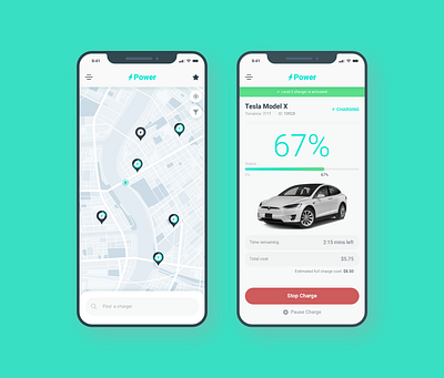 EV Power app design flat ui ux