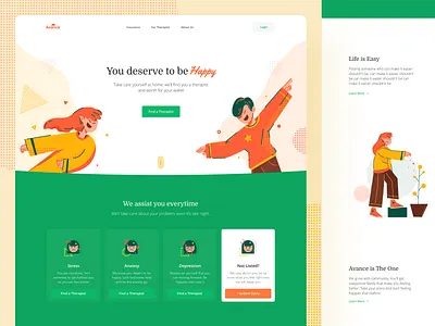 Avance — Landing Page anxiety avance depression green happy healing insurance landing page npw orange stress ui web design website yellow