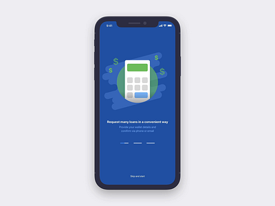 Animated Onboarding Screens branding design get started illustration loan onboarding screen skip ui ux