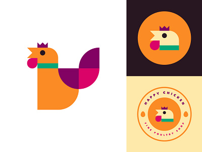 Happy Chicken Logo branding chicken design identity design illustration logo minimal simplified vector