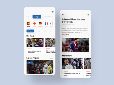 Match Highlights Today android app app design blog celebrate football highlight hipster history ios app design latestnews matchhighlights message mobie app design news newsfeed newsletter newspaper newspaper ad soccer videos