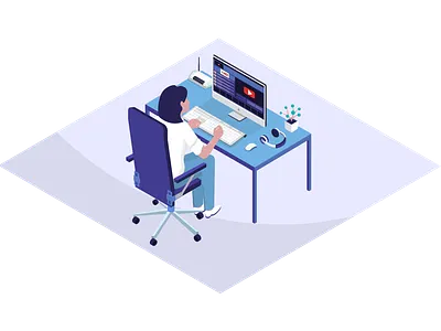 Work computer design girl illustration illustrator isometry vector work