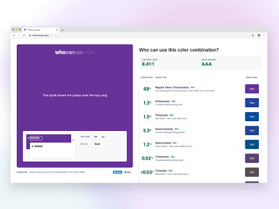 WhoCanUse.com a11y accessibility app color colour contrast tool web