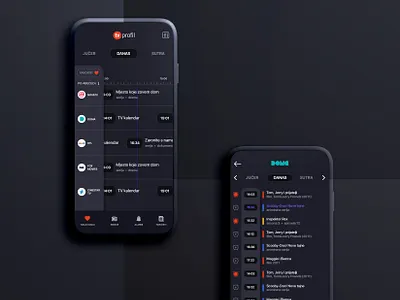TV channels app android app cartoons channels dark ios list movies psd red show tv ui ux