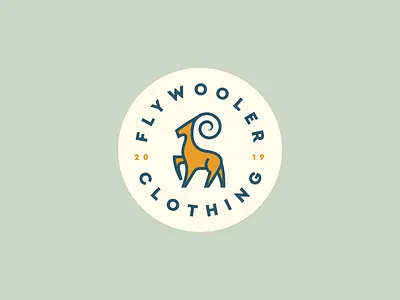 flywooler animal badge branding clever elegant fashion flat ibex icon illustraion logo mark minimal sheep wild