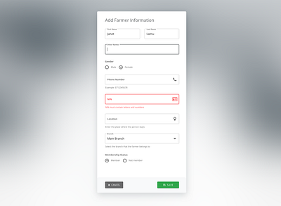 Add farmer information form ui web design web forms