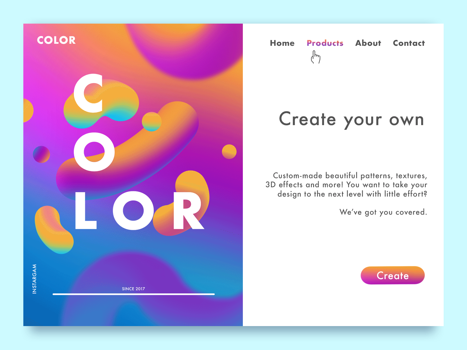 Color. 3D-like shapes 3d brush color colorful creative creative design design digital illustration ecommerce gradient gradient design illustration photoshop product page ui user inteface userinterface webdesign website website design