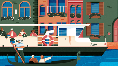 Skip the Gondola - a Guide to Venice by Vaporetto design editorial editorial illustration illustration illustrator italy minimal vector venice