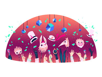 Bis'art Party (2016) aliceinwonderland characters colorfull design illustration masks party photoshop