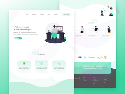 Developer Landing Page animation app bootstrap 4 front end illustration landing page typography ui ux vector web