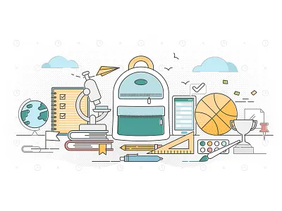 School education concept book concept education elementary flat growth illustration knowledge learning school science skills study symbol teach teaching tools training vector