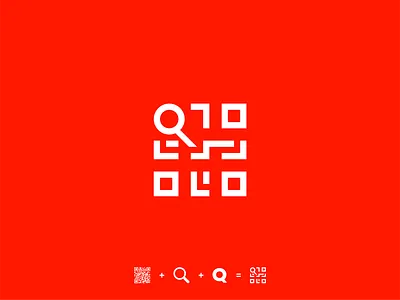 QR + Q + magnifying glass [The QR Network] branding icon logo magnifying glass qr qr code symbol the qr network