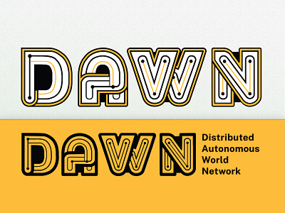 DAWN - Circuit Board Lettering Logo for a Tech Startup adobe blockchain circuit circuit board dawn illustrator lettering lettering art letters logo mechanic mechanical orange privacy startup tech tech logo technology typography vector