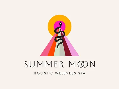 Summer Moon Logo Design brand identity branding digital art ethereal geometric logo iconography logo design logo type sacred geometry symbols