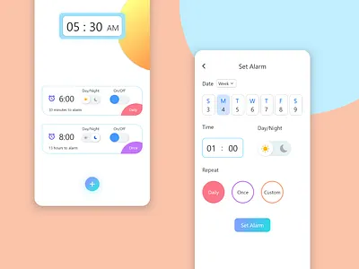 Alarm app design adobexd alarm alarmapp android design appdesign branding design designstudio minimal uidesign uidesigner ux