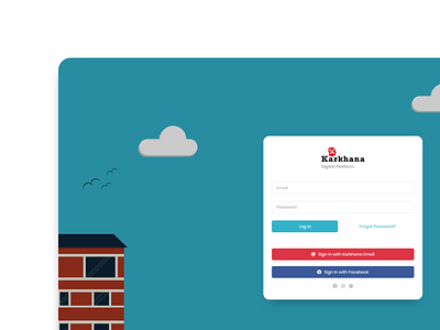 Log In - Karkhana Digital Platform building dailyui dribbble education facebook flat design illustration karkhana kathmandu kids login minimal nepal register ui