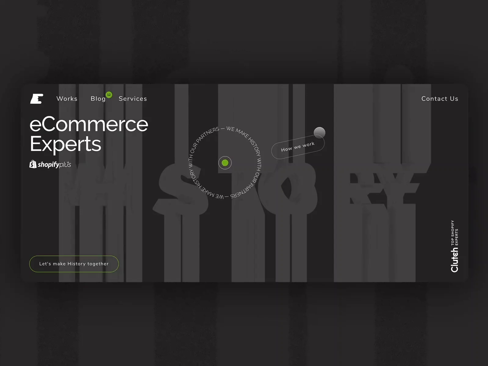 Example of Hero Screen for E-Commerce Developmnet Agency