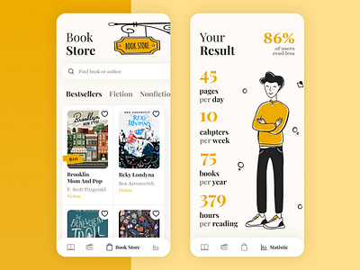 Book Reading App app art book books bookshop bookstore design flat flatillustration man read ui uiux ux