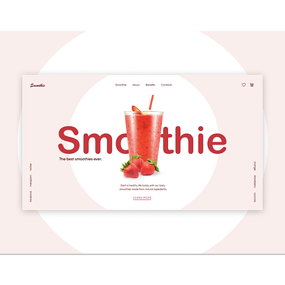 Strawberry smoothie concept №1 berries concept design health juice minimal natural pink smoothie strawberry ui ux web website