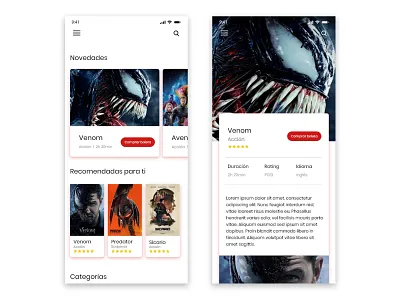 Movie theater APP movie theater ticket ui ui design ux venom