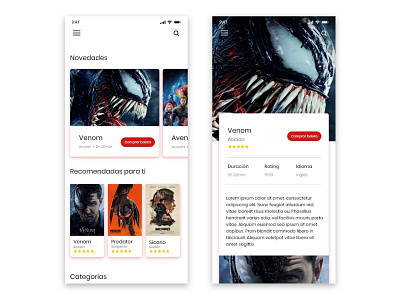 Movie theater APP movie theater ticket ui ui design ux venom