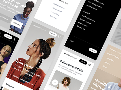 Teachable Discover - Mobile business corporate courses design editorial interface minimal platform ui ux web