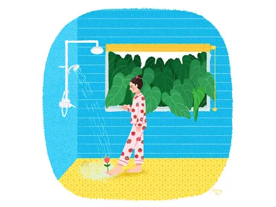 My body bloomed a flower 1 banners beautiful bloom branding design dream flower girl happy illustration imagine leaves love plant window