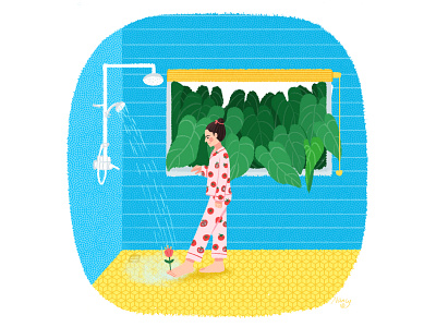 My body bloomed a flower 1 banners beautiful bloom branding design dream flower girl happy illustration imagine leaves love plant window
