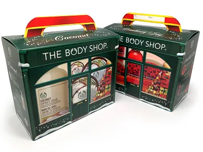 The Body Shop Store Giftboxes branding consumer goods design illustration package design vector