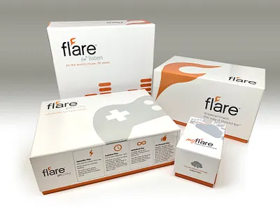 "Flare" product family packaging design branding consumer goods coxcommunications design illustration logo package design setbox