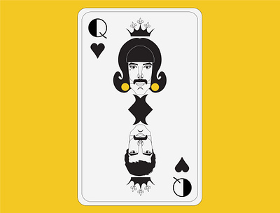 Playing Card / Queen-Dribbble Weekly Warm-Up adobeillustator artist design dribbbleweeklywarmup freddie mercury french card french card illustration playing card playingcards queen singer typography vector yellow