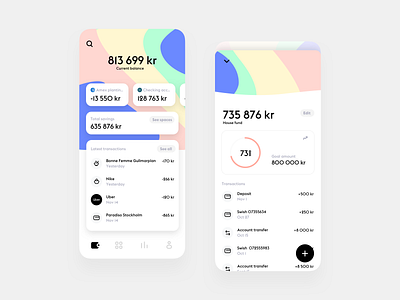Aggregate banking account banking banking app colorful finance interface ios minimal mobile product savings transactions ui ux