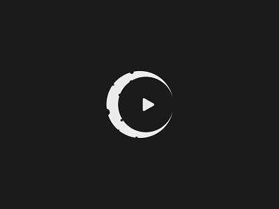 Moon Play adobe illustrator black and white branding button design flat icon illustration logo minimal monochrome moon music night play play button vector