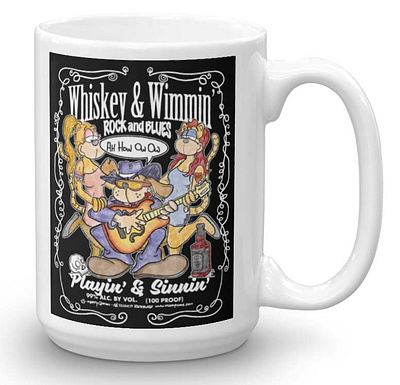 Whiskey & Wimmin Blues Rock Inspired Design blues cartoon cartoon character cartoon design character design guitar illustration music music art rock and roll whimsical