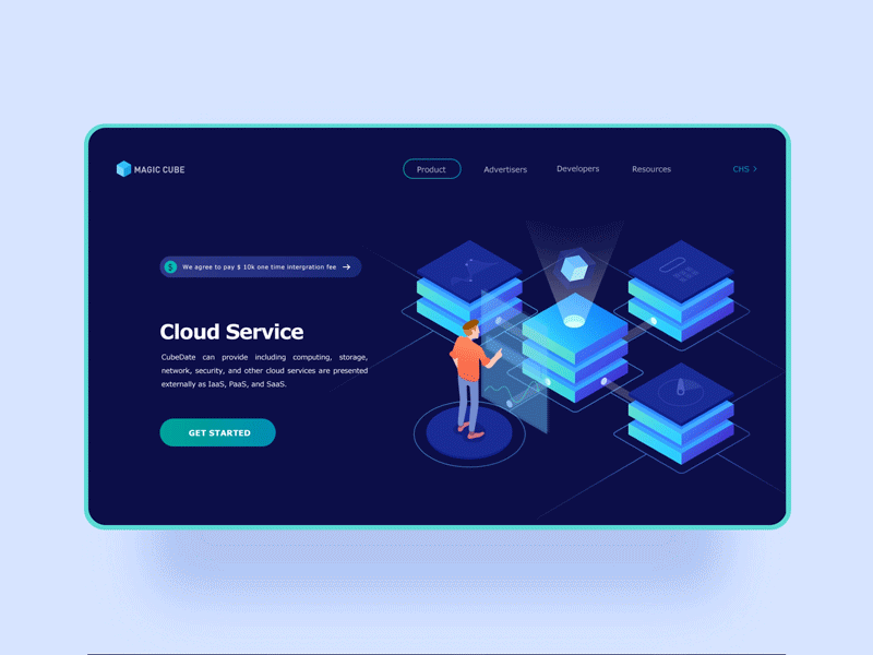 MAGIC CUBE 2.5d bitcoin blue building design icon illustration people principle ui