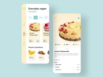 Vegan recipes app design app concept creative design figma mobile ui ux