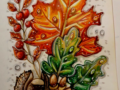 Autumn colors autumn colored pencils copic markers copics leaves