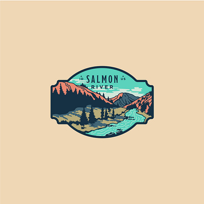 Salmon River idaho illustration line art mountains outdoors river salmon sendero west