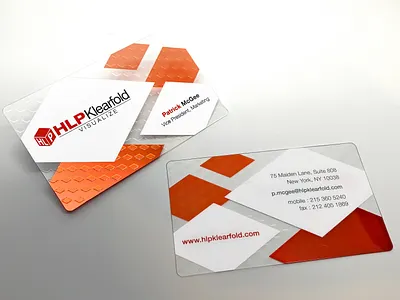HLP Klearfold corp business card design brand engagement brand identity branding business card business card design clear design corporate identity design graphic design illustration logo plastic print design vector