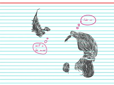 Notebook High school love design hair human illustration notebook school sketch vector