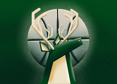 Buck Wild basketball bucks deer depth design illustration milwaukee bucks nba noise photoshop procreateapp speckle textures