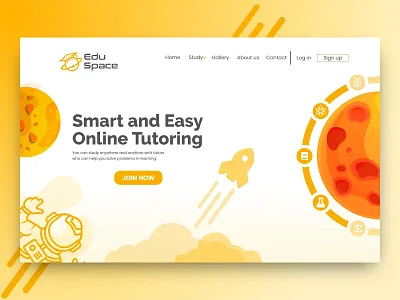 Edu Space Online Course astronaut astronomy best course design e course education website landing page landing page concept landing page design planet space tutor tutoring ui ux web